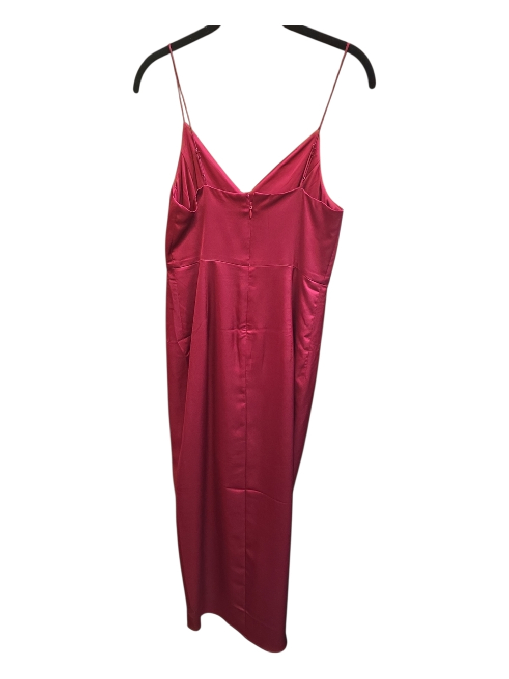 Express Satin Spaghetti Strap Midi Dress in Raspberry - Picture 2 of 3